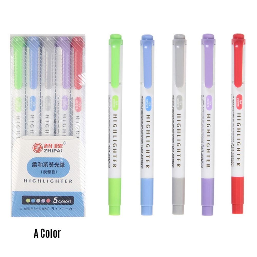 Painting Supplies |   5 Colors Dual Tip Highlighter Pens Broad Chisel and Fine Tips Marker Pen for for School Students Office Home Supplies Painting Supplies Painting Supplies