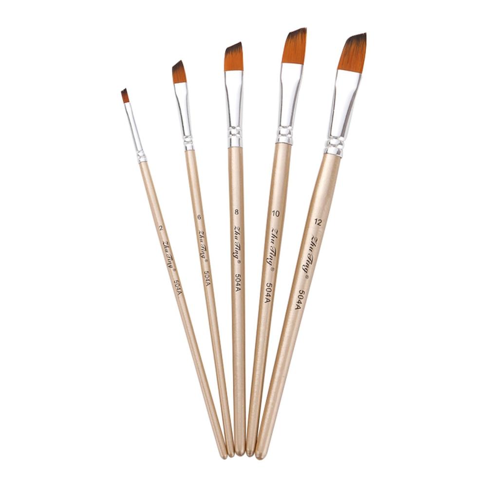 Painting Supplies |   5pcs Round Tip Paint Brushes Set Nylon Hair Wooden Handle Artists Paintbrushes for Children Adults Beginners for Acrylic Oil Watercolor Gouache Nail Body Face Detailing Painting Art Crafts Supplies Painting Supplies Painting Supplies