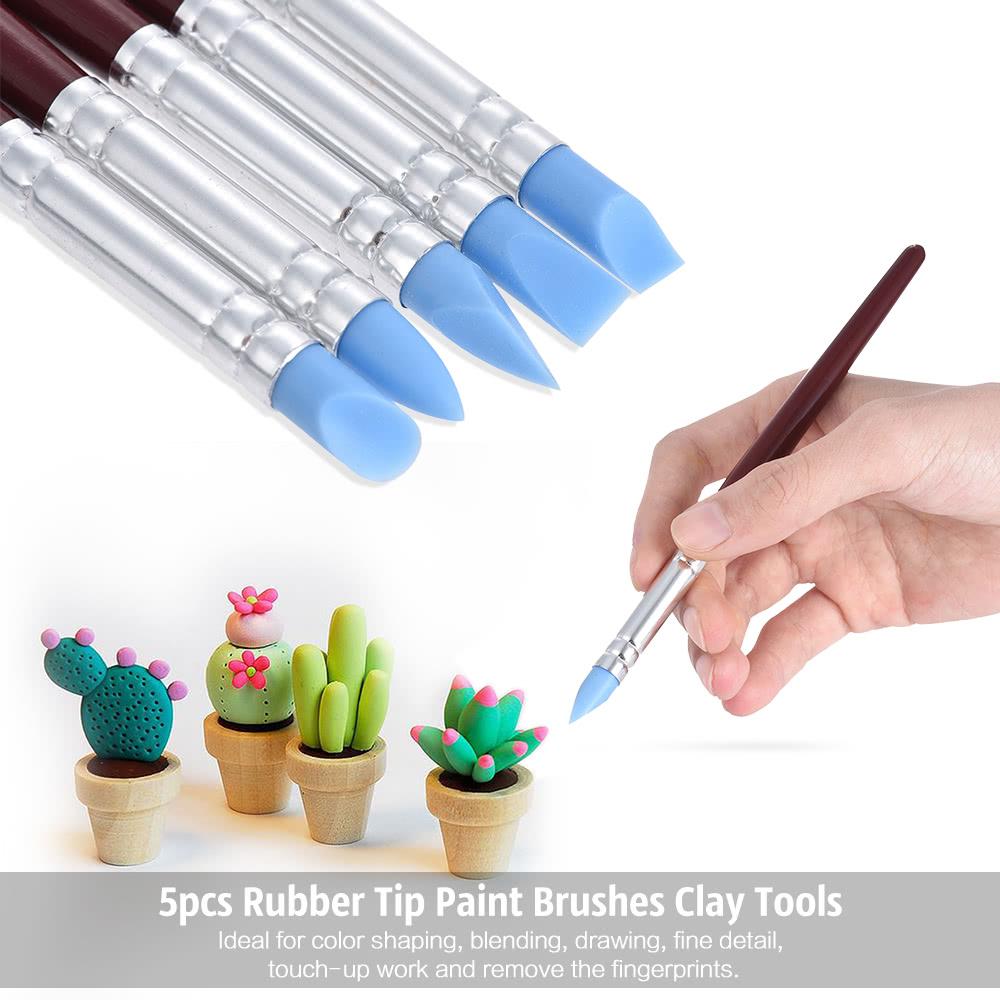 Painting Supplies |   5pcs Rubber Tip Paint Brushes Clay Tools for Sculpture Pottery Color Shaping Blending Drawing Modeling Remove Fingerprints Painting Supplies Painting Supplies