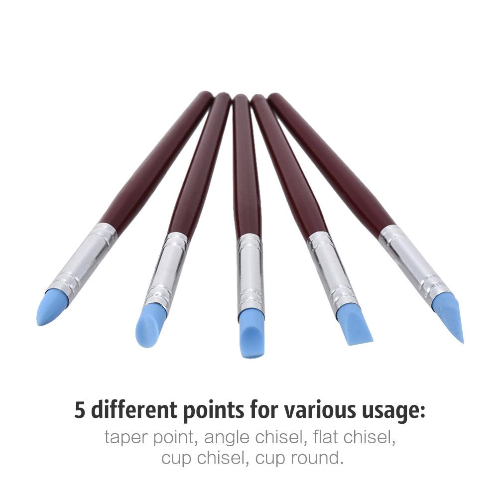 Painting Supplies |   5pcs Rubber Tip Paint Brushes Clay Tools for Sculpture Pottery Color Shaping Blending Drawing Modeling Remove Fingerprints Painting Supplies Painting Supplies