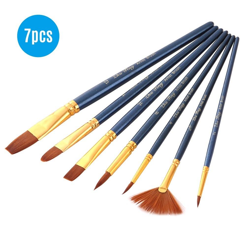 Painting Supplies |   7pcs/set Art Paint Brushes Set Round & Flat & Filbert & Fan Tips Professional Drawing Paintbrushes Nylon Hair Wooden Handle for Watercolor Acrylic Oil Gouache Face Body Painting for Artists Adults Students Beginners Painting Supplies Painting Supplies