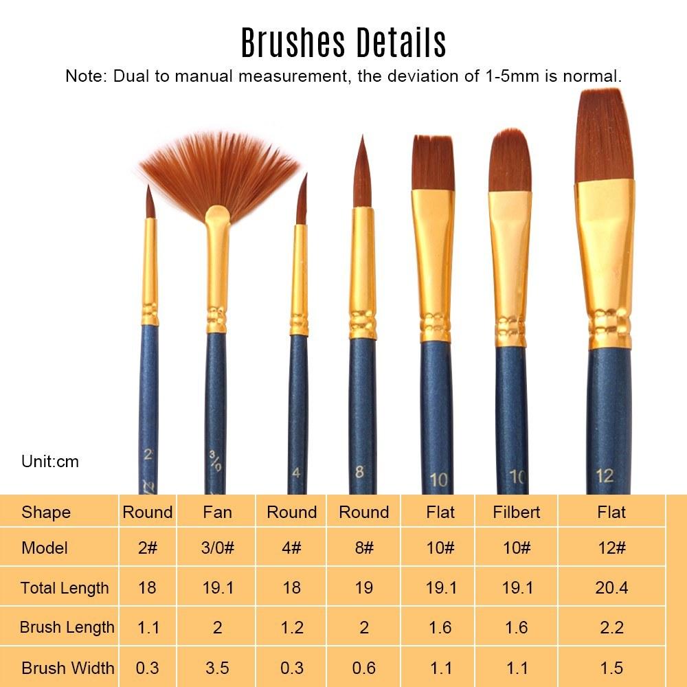 Painting Supplies |   7pcs/set Art Paint Brushes Set Round & Flat & Filbert & Fan Tips Professional Drawing Paintbrushes Nylon Hair Wooden Handle for Watercolor Acrylic Oil Gouache Face Body Painting for Artists Adults Students Beginners Painting Supplies Painting Supplies