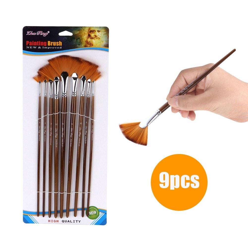 Painting Supplies |   9 PCS Fan Paint Brush Set Painting Supplies Painting Supplies