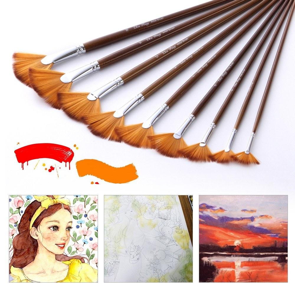 Painting Supplies |   9 PCS Fan Paint Brush Set Painting Supplies Painting Supplies