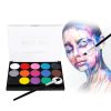 Painting Supplies |   Face Paint Kit Professional Water Based Body Paint 15 Colors Washable Non-Toxic Paints 2 Paintbrushes for Kid Sensitive Skin Halloween Costume Makeup Party Supplies Painting Supplies Painting Supplies