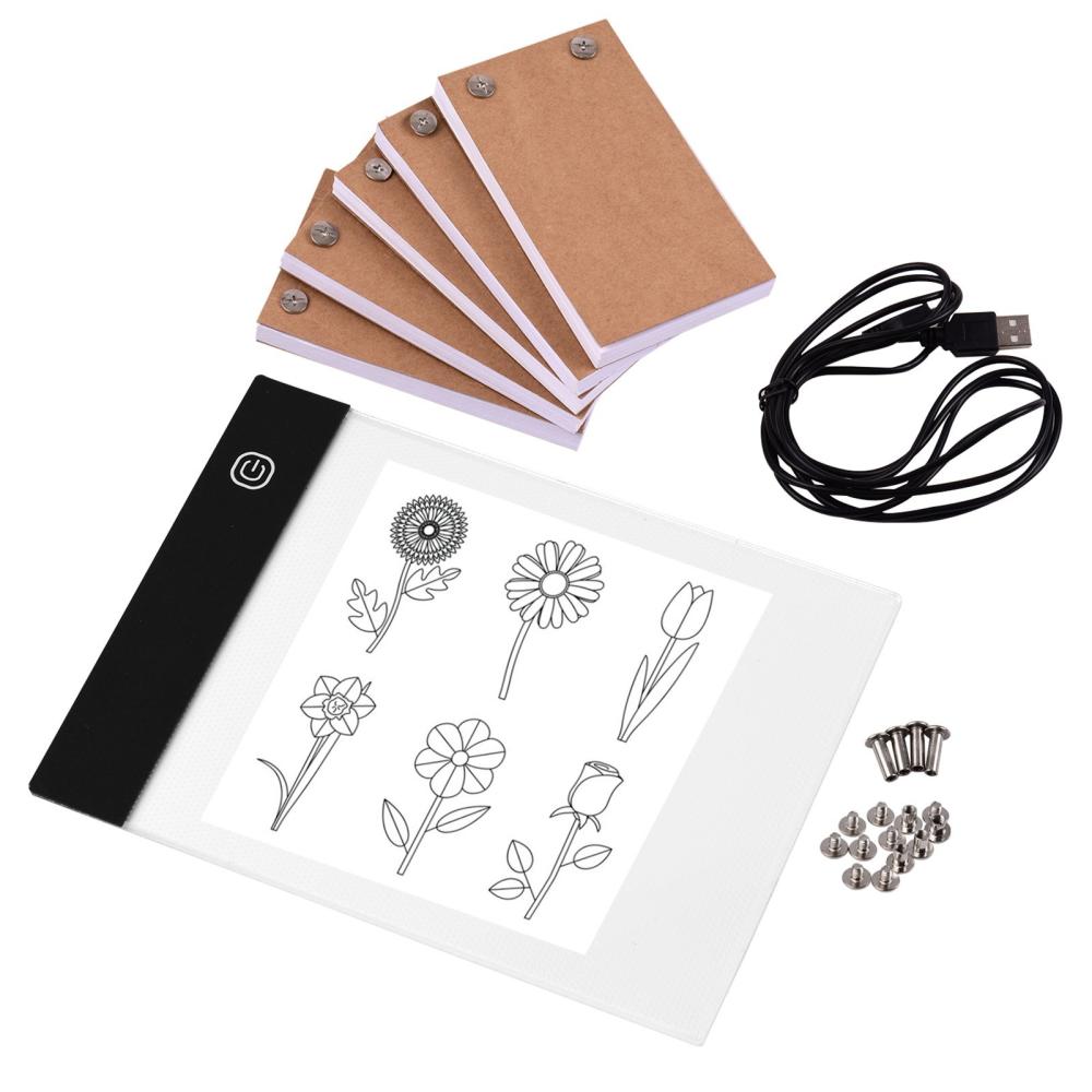 Painting Supplies |   Portable Flip Book Kit with Light Pad Tablet LED Light Box 3 Level Brightness Control 300 Sheets Flipbook Paper with Binding Screws for Tracing and Drawing Painting Supplies Painting Supplies