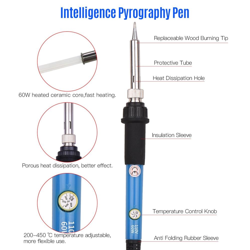 Painting Supplies |   Professional Pyrography Kit with 105Pcs Soldering Iron Tips Multifunctional Wood Burner Tool Painting Supplies Painting Supplies