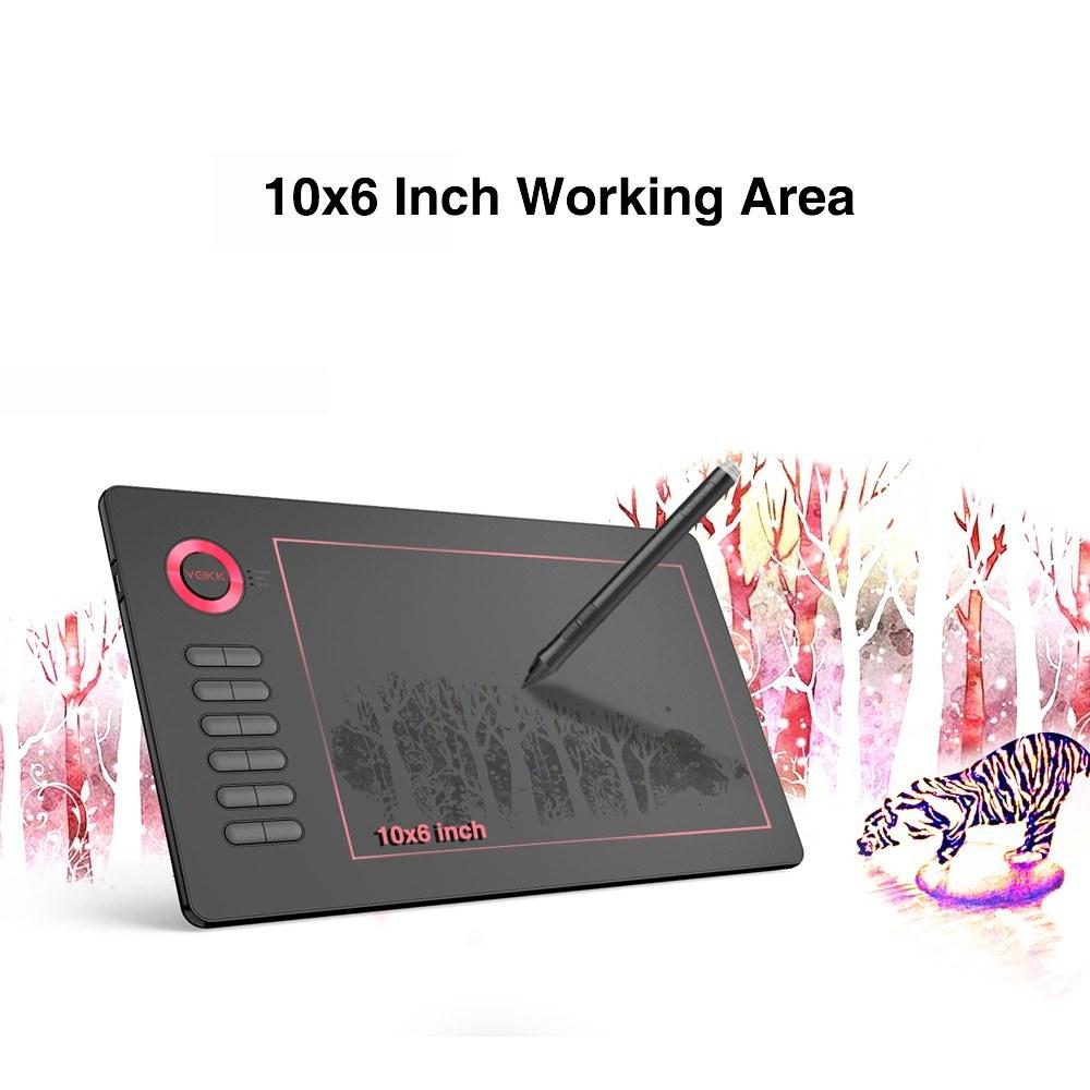 Painting Supplies |   VEIKK Drawing Tablet A15 Graphic Tablet 10×6 inches Digital Drawing Tablet with 8192 Induction Levels 5080 LPI Black Button Painting Supplies Painting Supplies