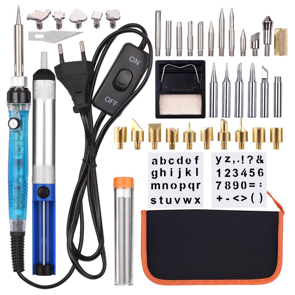 Painting Supplies |   Wood Burning Tool Kit 38PCS Professional Pyrography Pen with ON/OFF Button Soldering Iron Set Adjustable Temperature from 200-450℃ for Beginners Adults Wood Burning Carving DIY Embossing Soldering Painting Supplies Painting Supplies