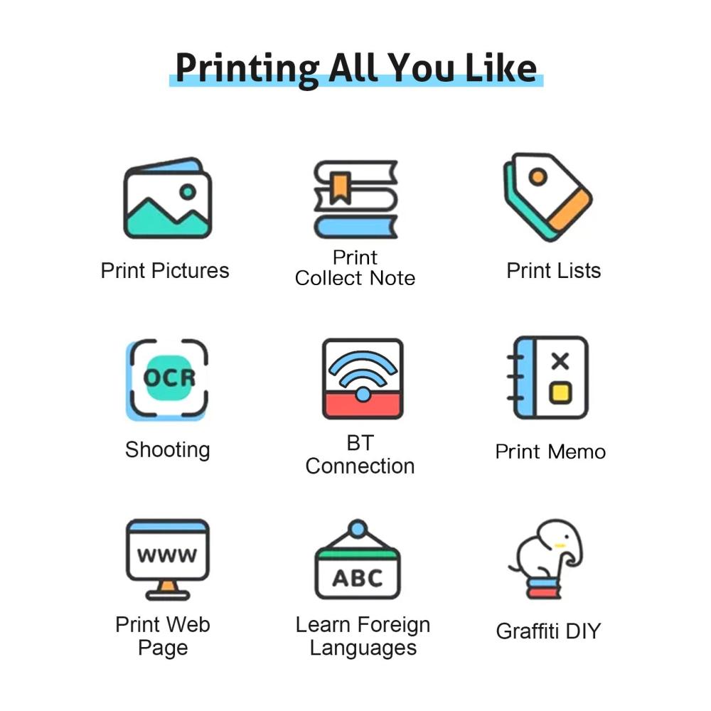 Printers & Copiers Accessories |   All-in-one Photo Printer Multifunction Portable Printer Wireless Instant Mini Printer Printers & Copiers Accessories Printers & Copiers Accessories