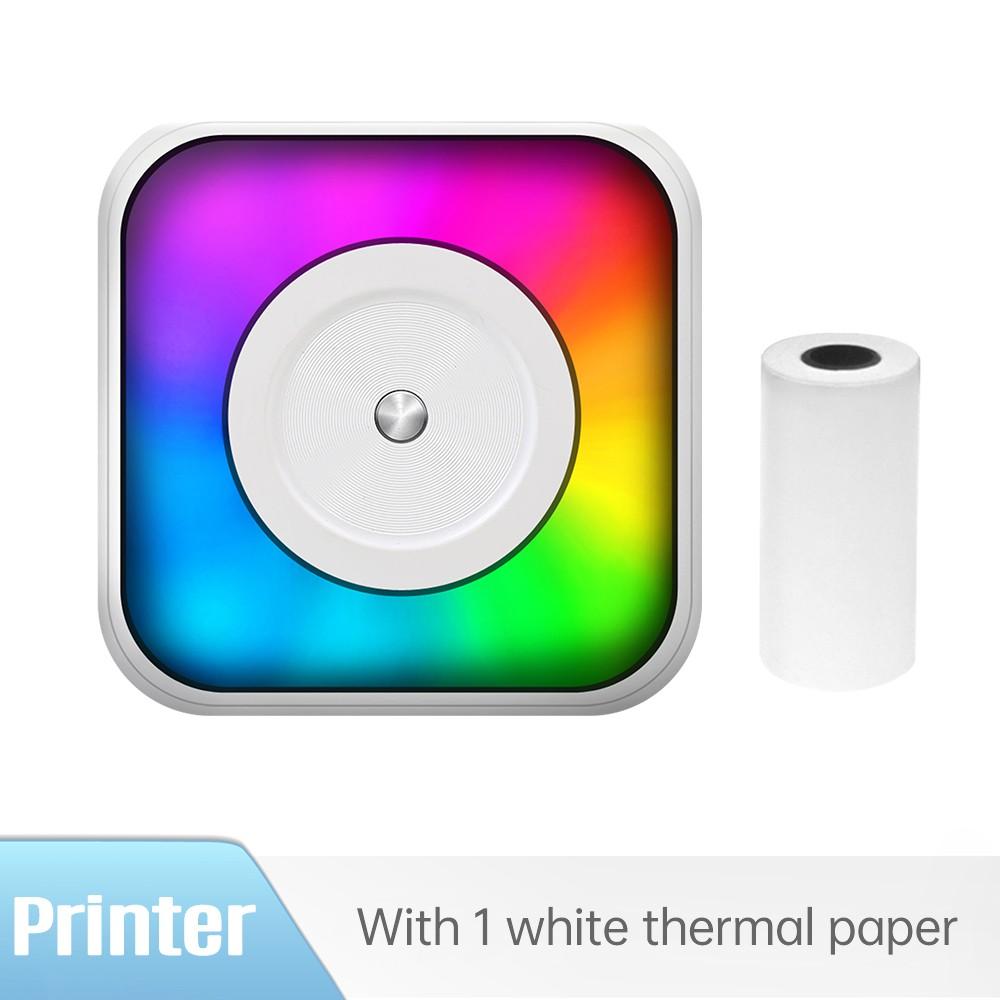 Printers & Copiers Accessories |   Mini Thermal Printer Multifunction Portable Sticker Maker with RGB Light Instant Photo Inkless Printing Support BT Connection for Smartphone with 1 Paper Roll 57mm Printers & Copiers Accessories Printers & Copiers Accessories