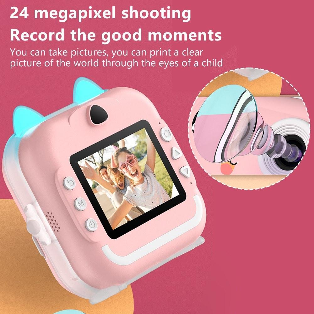 Printers & Copiers Accessories |   Portable Children Instant Thermal Print Kid Camera 2.4 Inch Screen Digital Camera Photo Selfie HD Video Thermal Inkless Printing with 3 Rolls White Print Paper Printers & Copiers Accessories Printers & Copiers Accessories