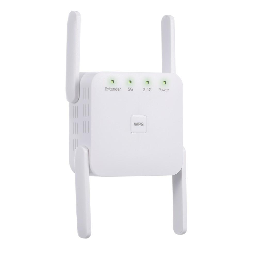 Repeaters |   1200Mbps 2.4G 5G Dual Frequency WiFi Repeater WiFi Extender Wireless Signal Booster White for Home Office Use EU Plug Networking Repeaters