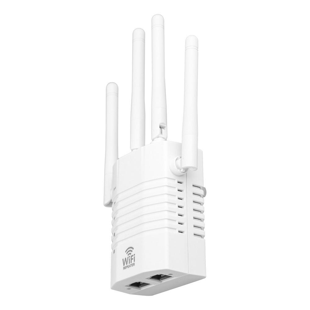 Repeaters |   1200Mbps WiFi Repeater WiFi Signal Amplifier 2.4GHz 5GHz Dual Frequency Wireless Signal Booster with 4 Antennas White US PLug Networking Repeaters