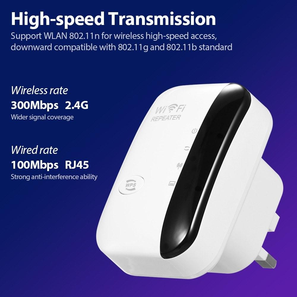 Repeaters |   300M WiFi Signal Amplifier Wireless WiFi Repeater WiFi Range Extender with 2 Internal Antennas for Home Office White EU Plug Networking Repeaters