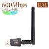 Repeaters |   USB WiFi Adapter 600Mbps Dual Band Wireless Network Adapter Dongle 2.4GHz / 5.0GHz Ethernet 802.11AC w/ Antenna for Laptop Desktop Tablet PC Smart Phone Networking Repeaters