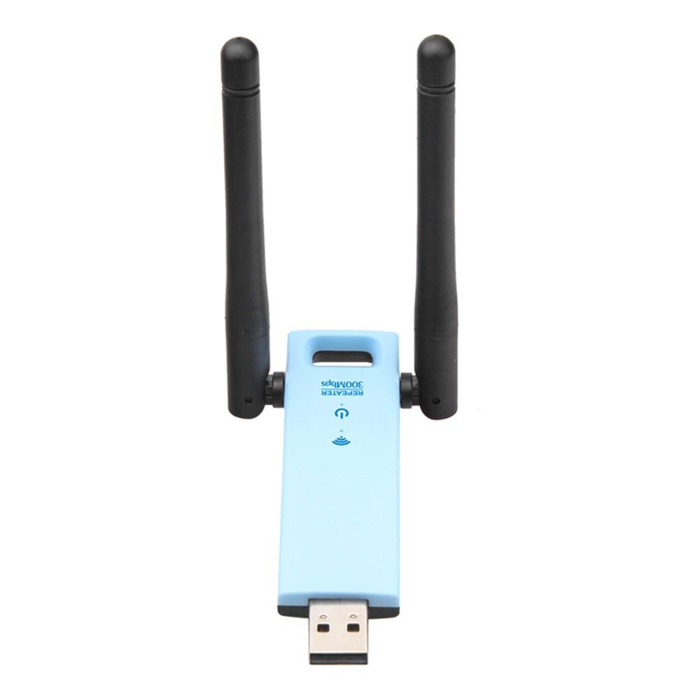 Repeaters |   WD-R603U 300Mbps Wireless Range Extender USB WiFi Repeater Signal Booster Amplifier Dual Antennas Blue with Black Networking Repeaters