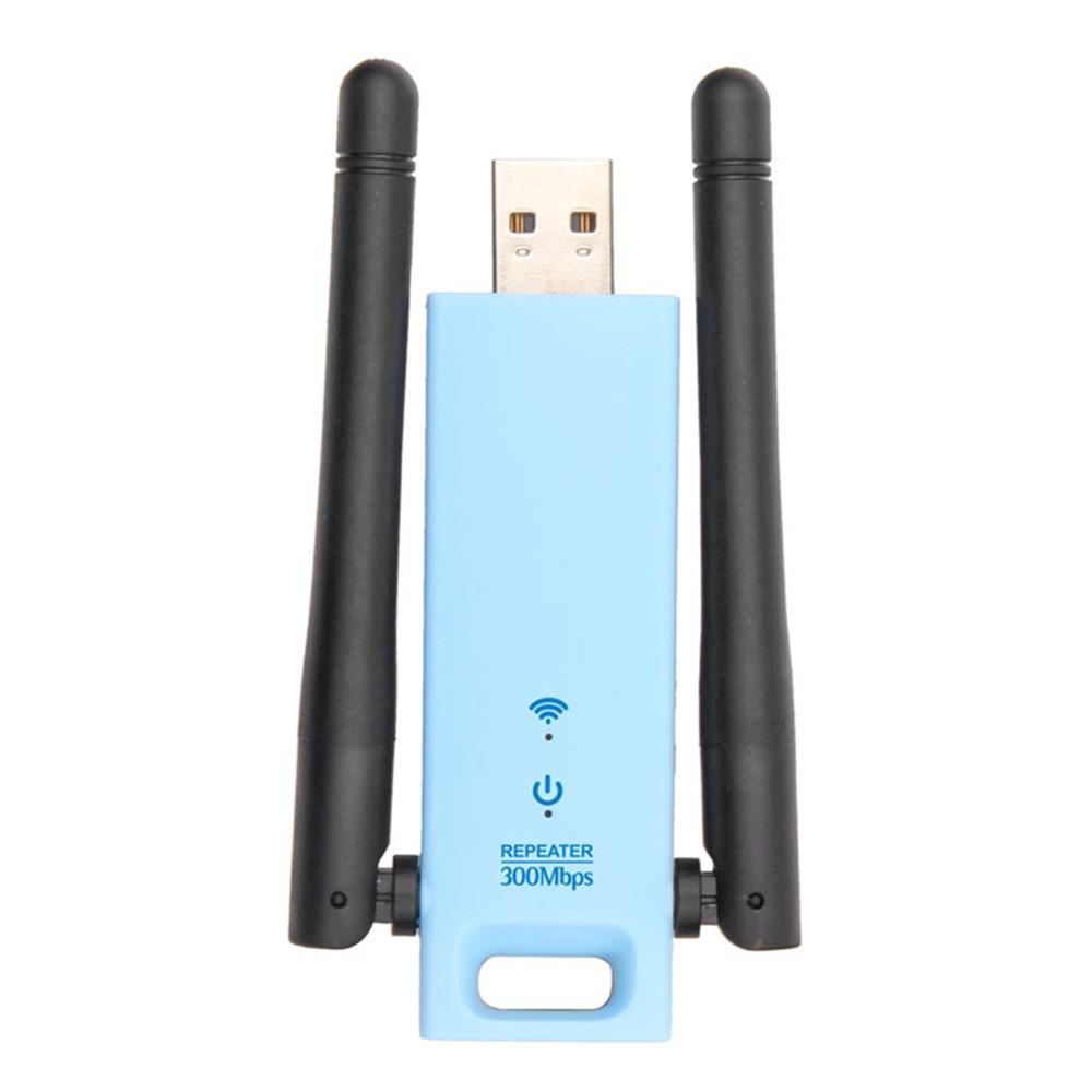 Repeaters |   WD-R603U 300Mbps Wireless Range Extender USB WiFi Repeater Signal Booster Amplifier Dual Antennas Blue with Black Networking Repeaters