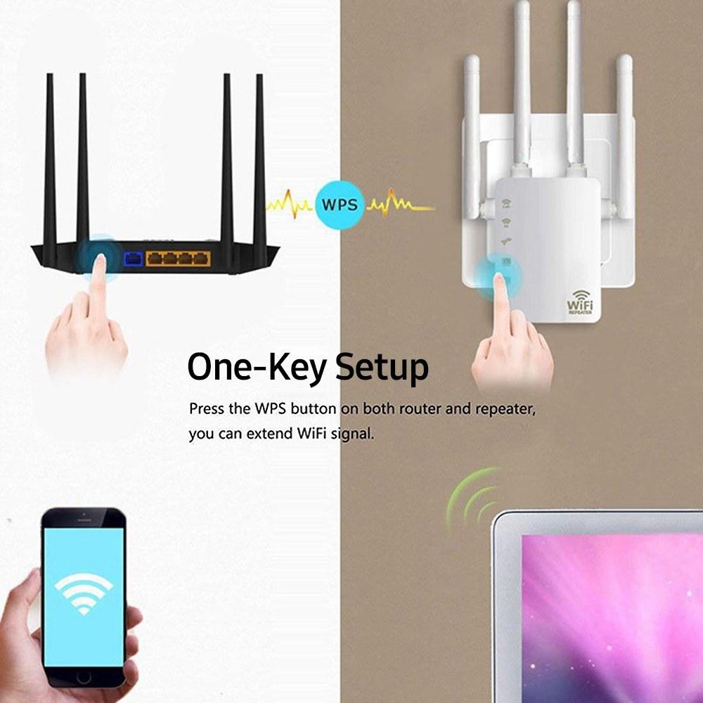 Repeaters |   WiFi Booster 1200Mbps Dual Band 2.4GHz 5GHz WiFi Internet Signal Amplifier Wireless Repeater with Four Antennas Networking Repeaters