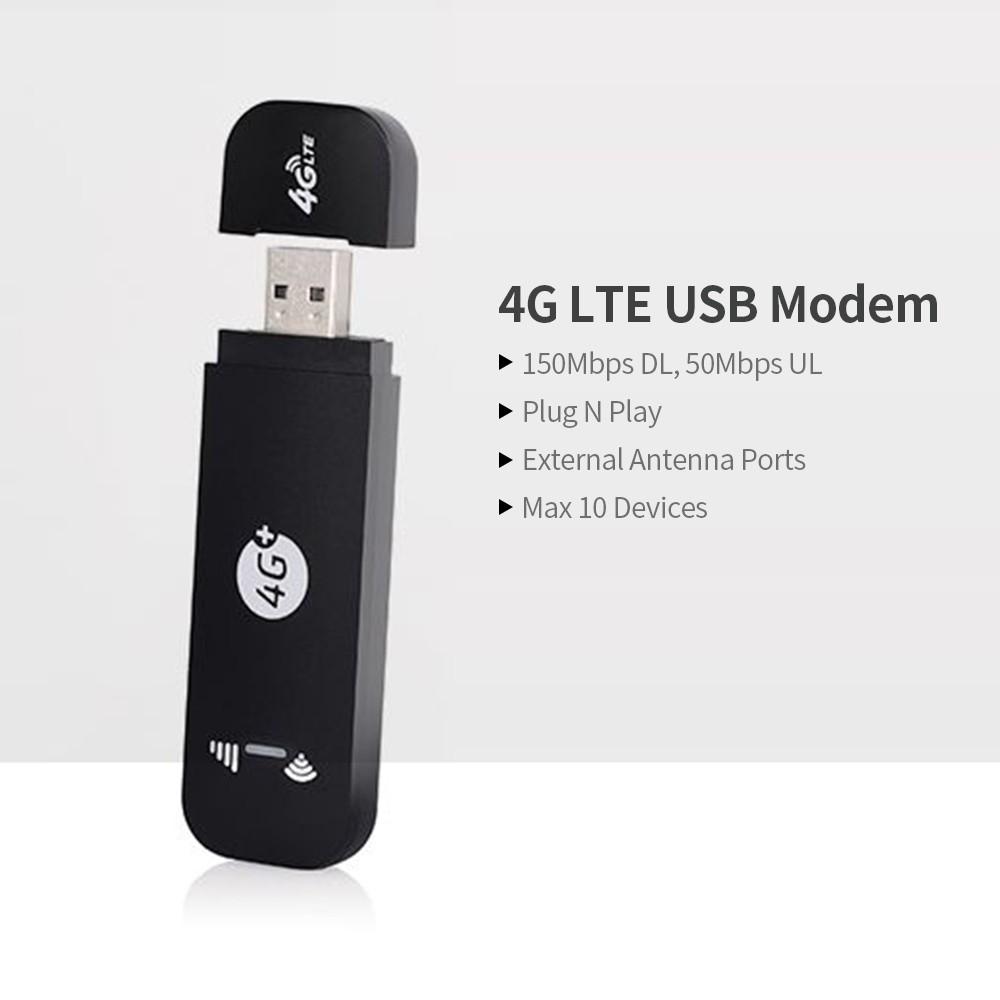 Routers |   4G LTE USB Modem Mobile WiFi Hotspot with SIM Card Slot 150Mbps DL 50Mbps UL Max 10 Devices External Antenna Ports White, EU Version Networking Routers