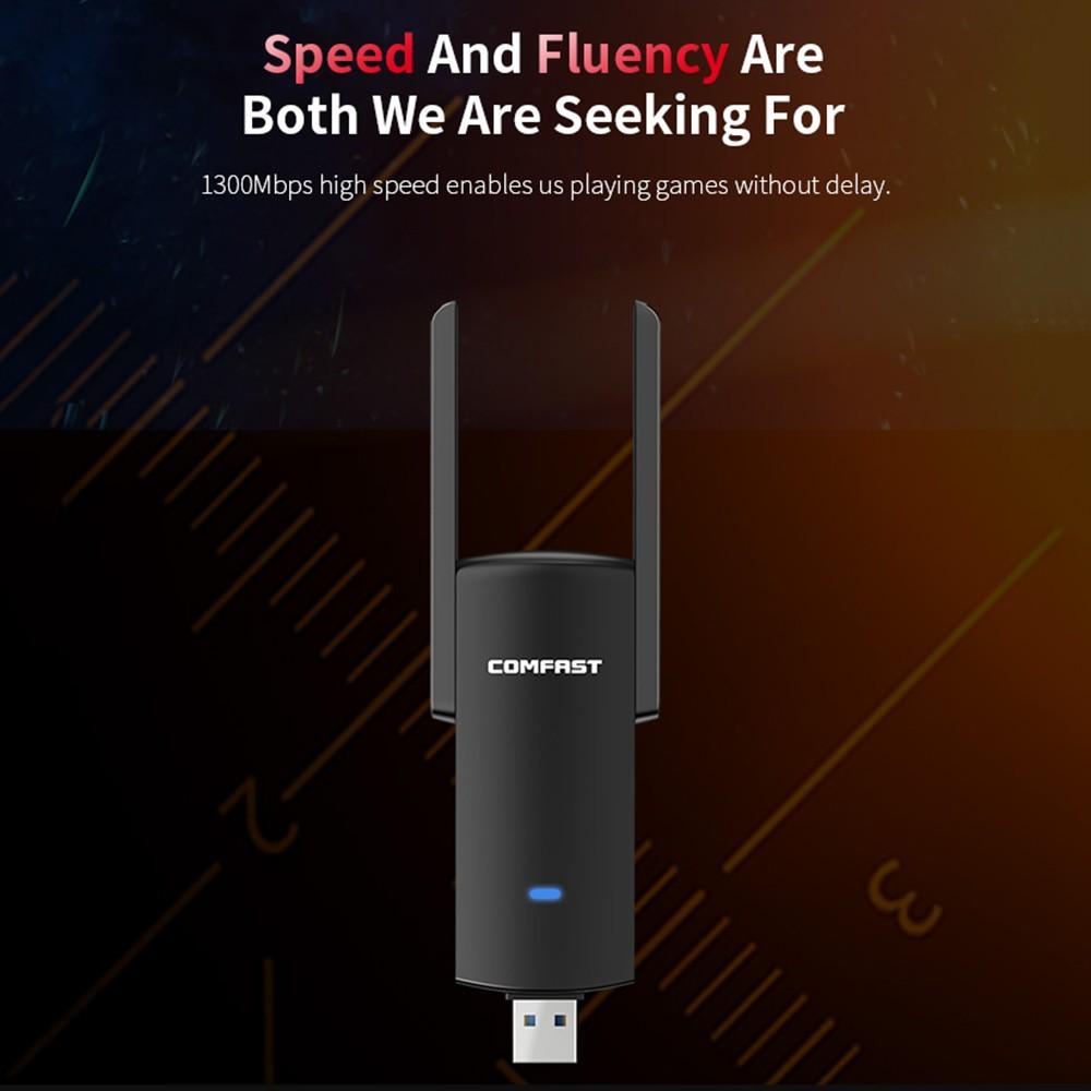 Routers |   COMFAST CF-924AC Dual-band Gigabit USB Wireless Network Card 1300Mbps USB WiFi Adapter High-speed Stable Low Latency Transmission Networking Routers