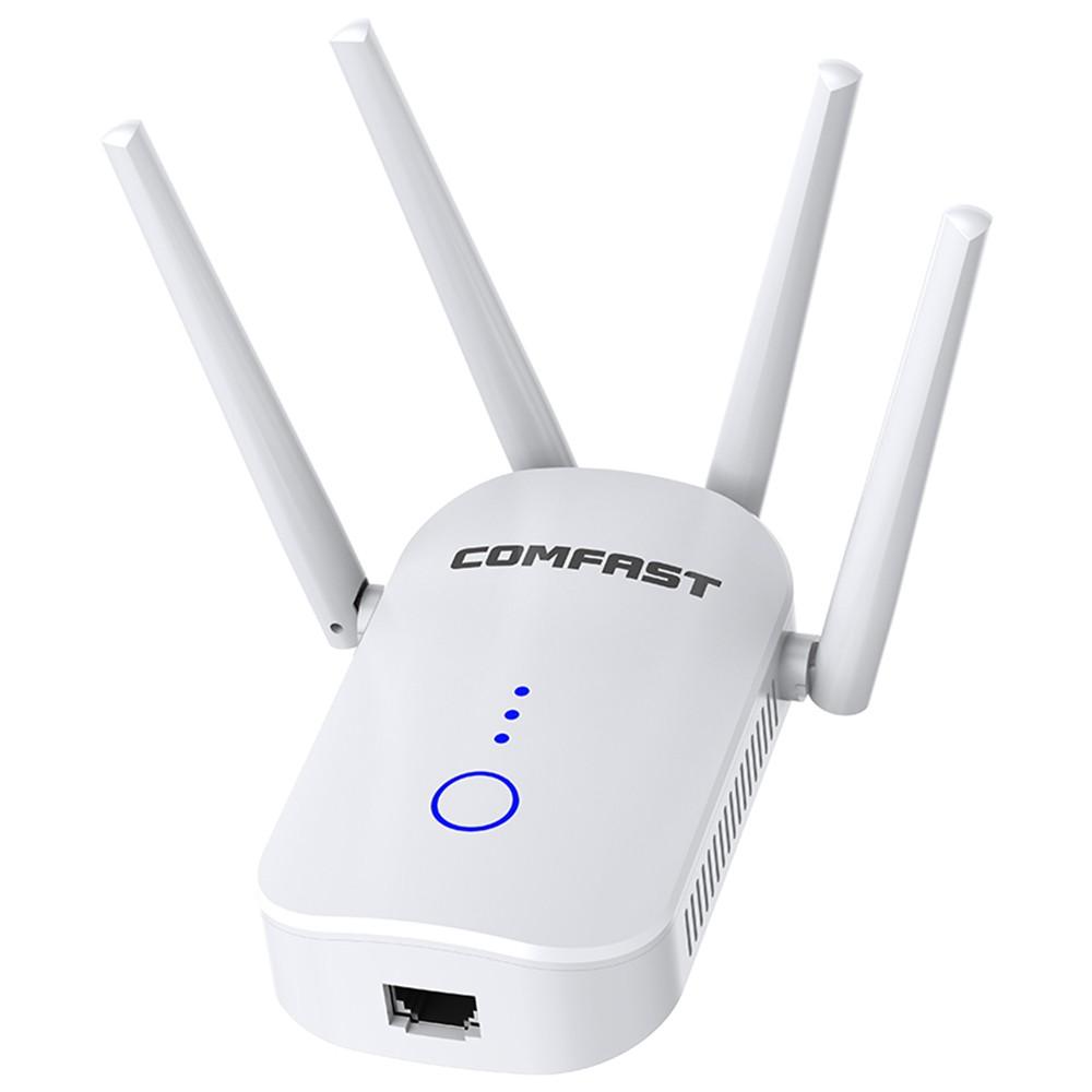 Routers |   COMFAST CF-WR758AC 1200Mbps 2.4GHz+5.8GHz Dual-band WiFi Repeater WiFi Signal Extender with 4 High-gain Antennas EU Plug Networking Routers