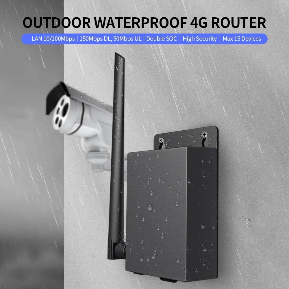 Routers |   Outdoor Waterproof 4G Router with SIM Card Slot 5Dbi Antenna Wall Mount Router for IPC Max 15 Devices High Security EU Version Networking Routers