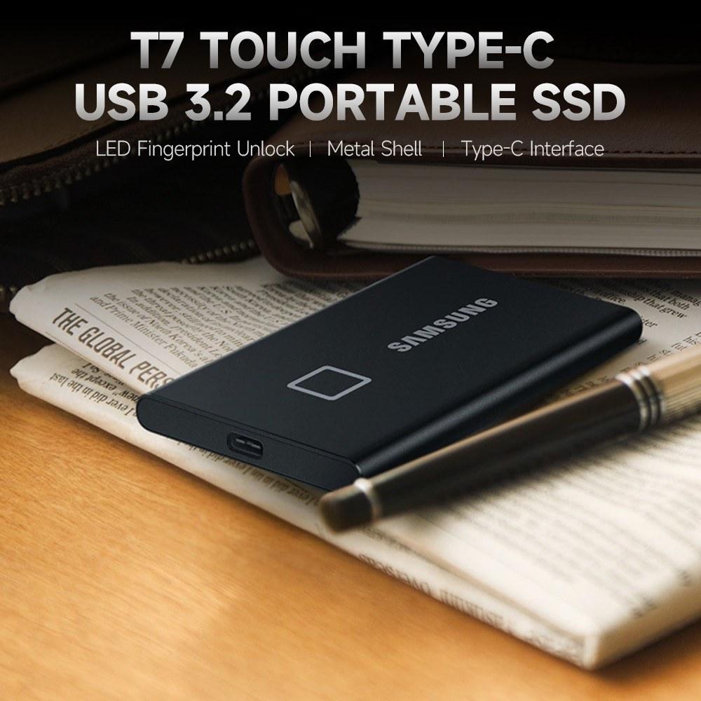 Solid State Drives |   SAMSUNG T7 Touch Type-C USB 3.2 500GB Portable SSD up to 1050MB/s Sequential Read Speed Fingerprint Identification Blue Drives & Storage Solid State Drives