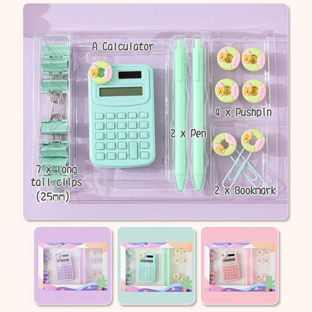 Office Electronics |   Basic Calculator Desk Supplies Cute Stationary Comes with Long Tail Paper Clamp & Pens & Bookmark & Pushpin Paper Organizing Book Math for School Office Home Classroom Office Electronics Office Electronics