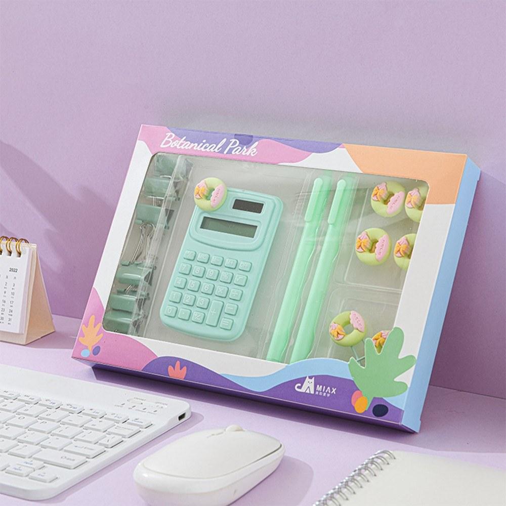 Office Electronics |   Basic Calculator Desk Supplies Cute Stationary Comes with Long Tail Paper Clamp & Pens & Bookmark & Pushpin Paper Organizing Book Math for School Office Home Classroom Office Electronics Office Electronics