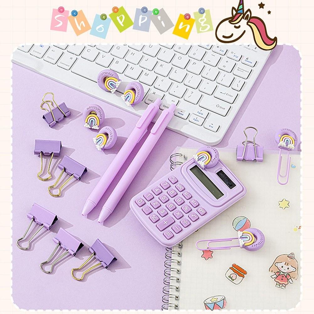 Office Electronics |   Basic Calculator Desk Supplies Cute Stationary Comes with Long Tail Paper Clamp & Pens & Bookmark & Pushpin Paper Organizing Book Math for School Office Home Classroom Office Electronics Office Electronics