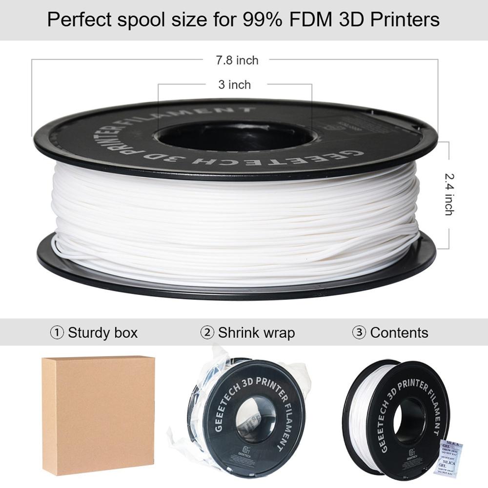 3D Printer Filament |   Geeetech PLA Filament for 3D Printer 1.75mm Dimensional Accuracy +/- 0.03mm 1kg 3D Printing Material Spool (2.2 lbs) – White 5 Rolls 3D Printer Filament 3D Printer Filament