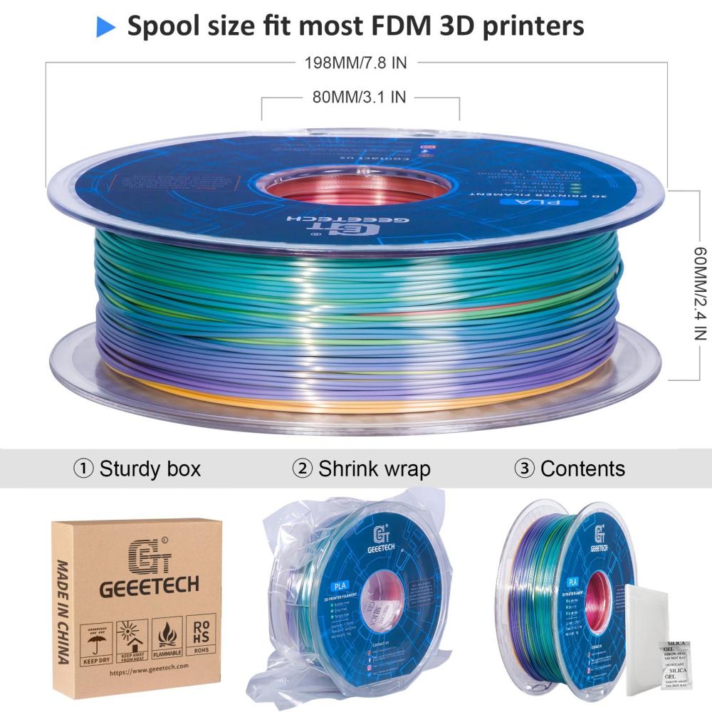 3D Printer Filament |   Geeetech Silk PLA Filament for 3D Printer – Gradient Color 3D Printer Filament 3D Printer Filament