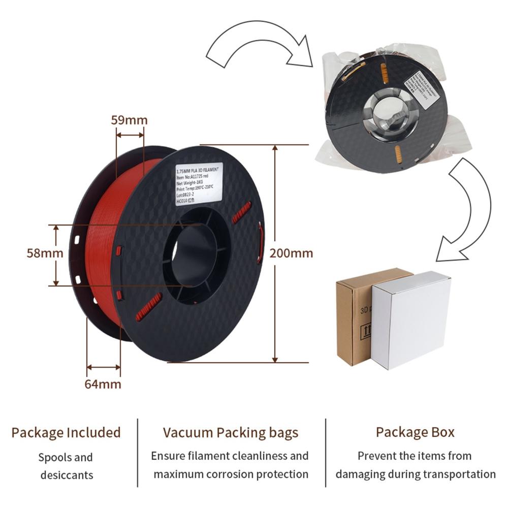 3D Printer Filament |   KINGROON 3D Printer PLA Filament 1KG 1.75mm  Standard 1 Rolls 3D Printer Filament 3D Printer Filament