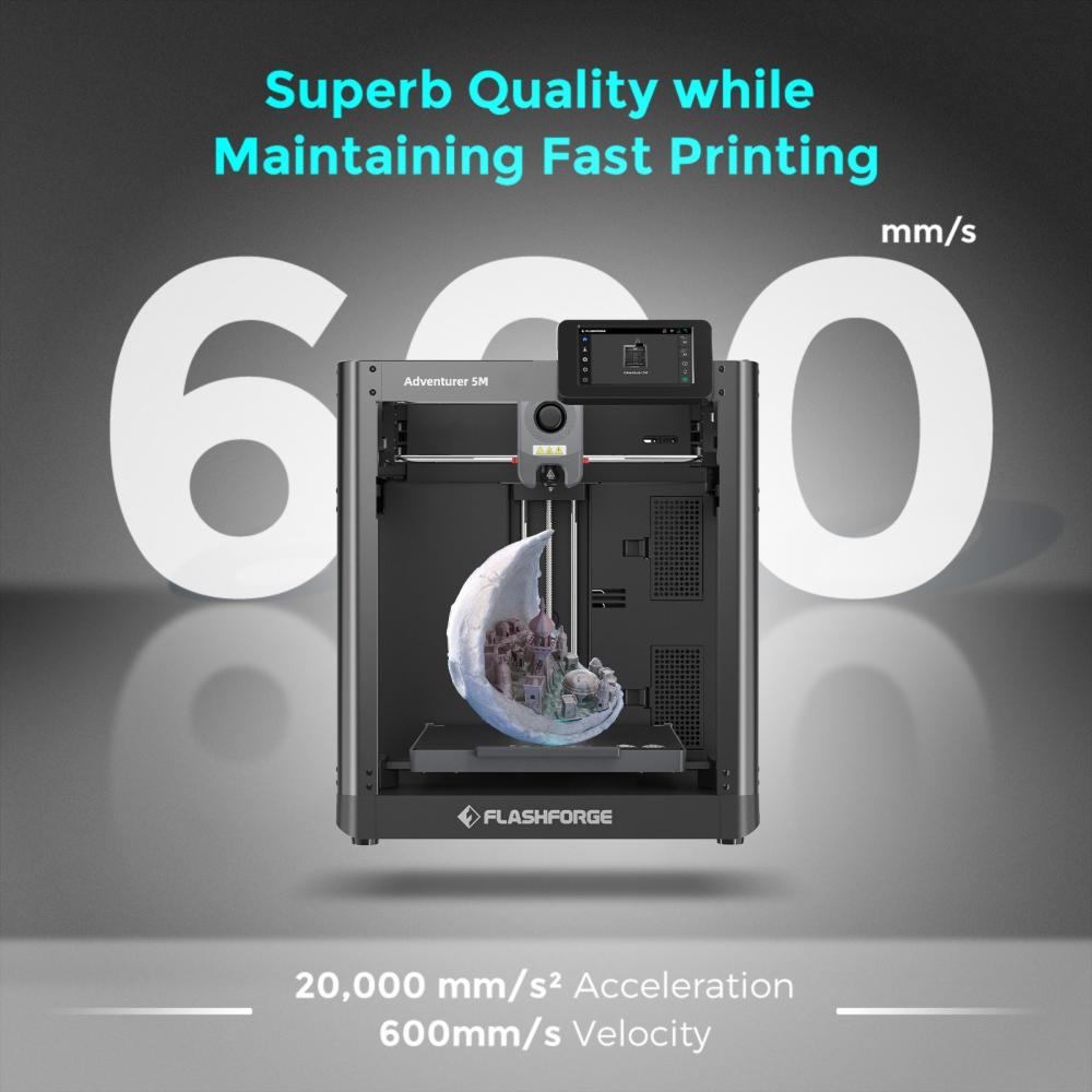 3D Printers |   Flashforge Adventurer 5M 3D Printer 600mm/s Max Sprinting Speed CoreXY with 220 x 220 x 220 mm Large Build Volume Suitable for PLA/PETG/TPU Filament 3D Printers 3D Printers