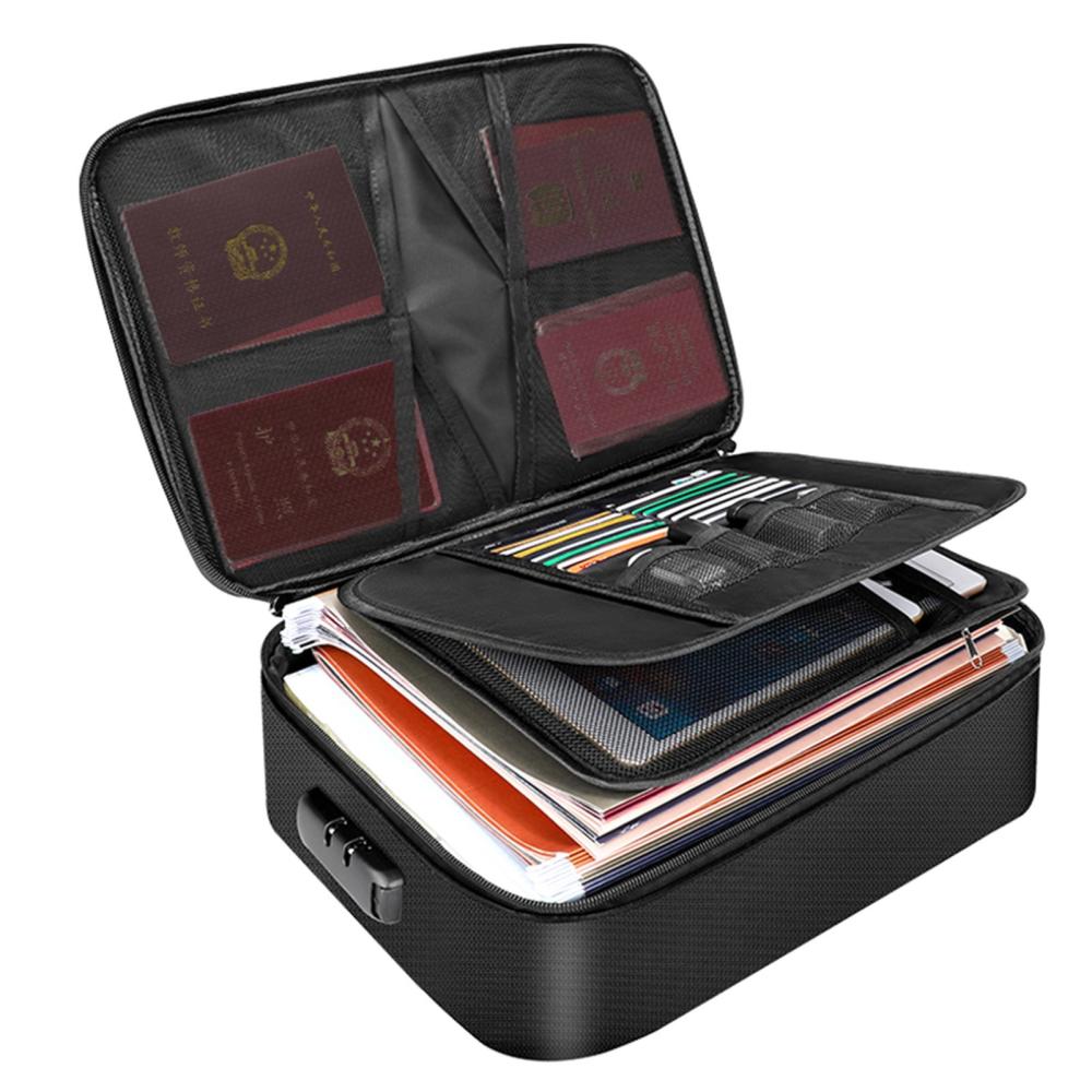 Other Stationery |   Fireproof Document Bag with Lock Zipper Closure Fire & Water Resistant Money Bag Storage Pouch Organizer Case Home Office Travel Safe Bag for Documents Files Money Cards Passport Valuables Other Stationery Other Stationery