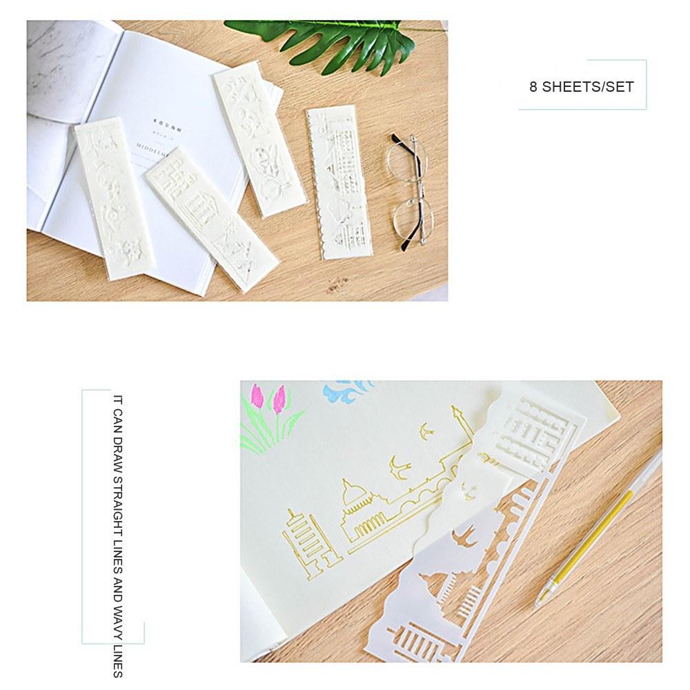 Other Stationery |   Multi-functional Drawing Stencils Straight & Wavy Lines Rulers Hollow Out Design PP Other Stationery Other Stationery