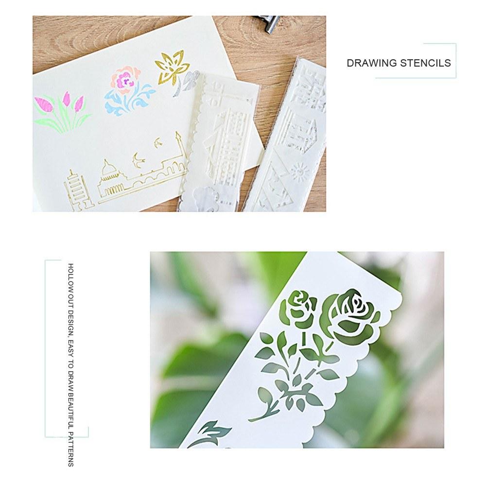 Other Stationery |   Multi-functional Drawing Stencils Straight & Wavy Lines Rulers Hollow Out Design PP Other Stationery Other Stationery