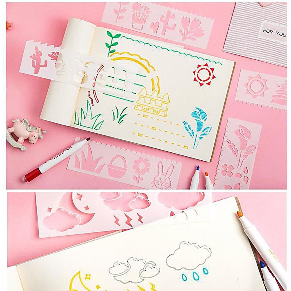 Other Stationery |   Multi-functional Drawing Stencils Straight & Wavy Lines Rulers Hollow Out Design PP Other Stationery Other Stationery