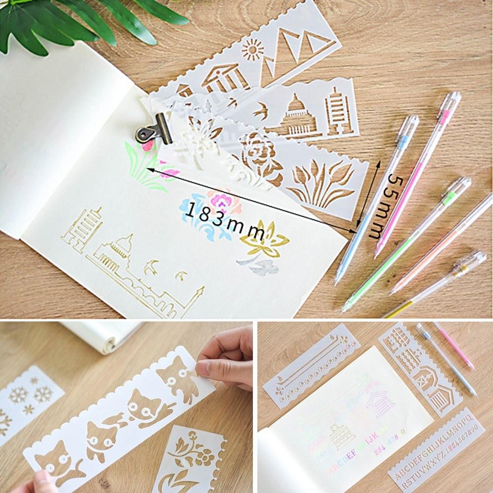 Other Stationery |   Multi-functional Drawing Stencils Straight & Wavy Lines Rulers Hollow Out Design PP Other Stationery Other Stationery