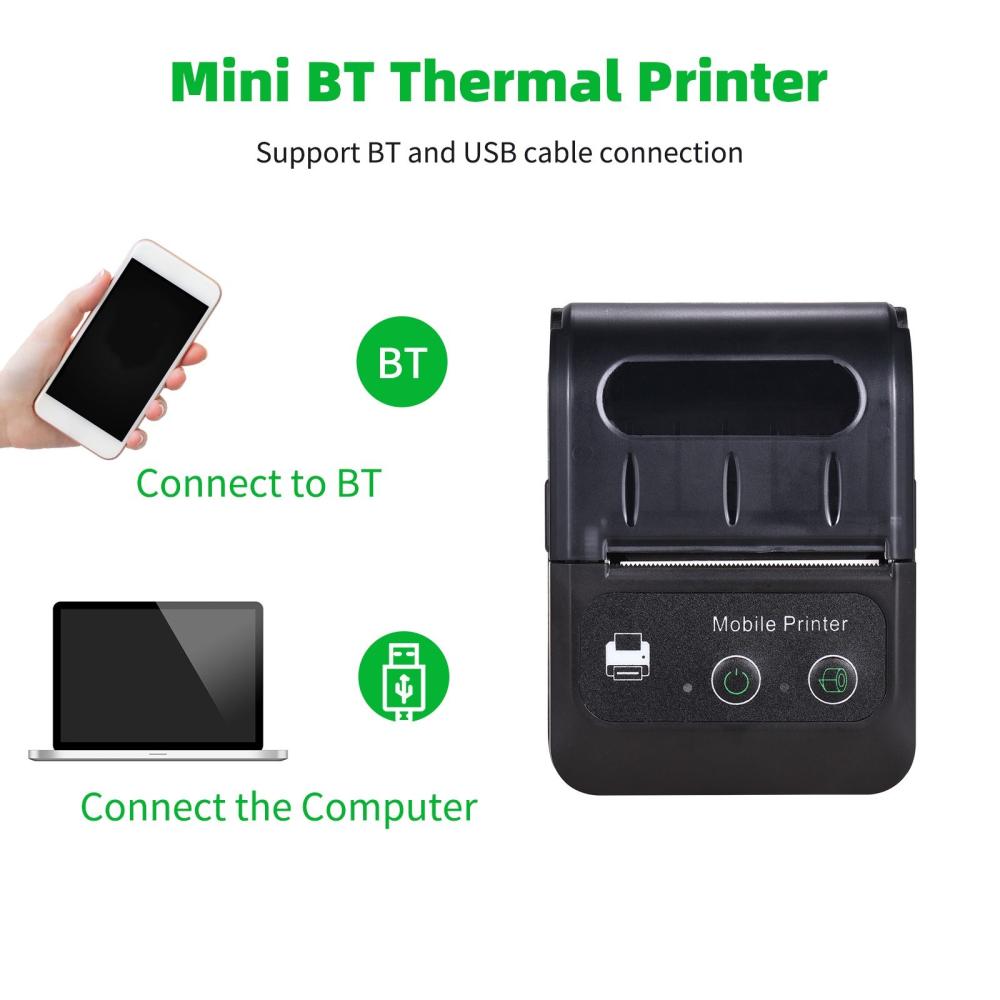 Printers & Copiers Accessories |   Portable Wireless BT 58mm 2 Inch Thermal Receipt Printer for Small Business Restaurant Retail Store Printers & Copiers Accessories Printers & Copiers Accessories