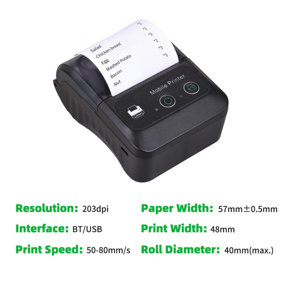 Printers & Copiers Accessories |   Portable Wireless BT 58mm 2 Inch Thermal Receipt Printer for Small Business Restaurant Retail Store Printers & Copiers Accessories Printers & Copiers Accessories