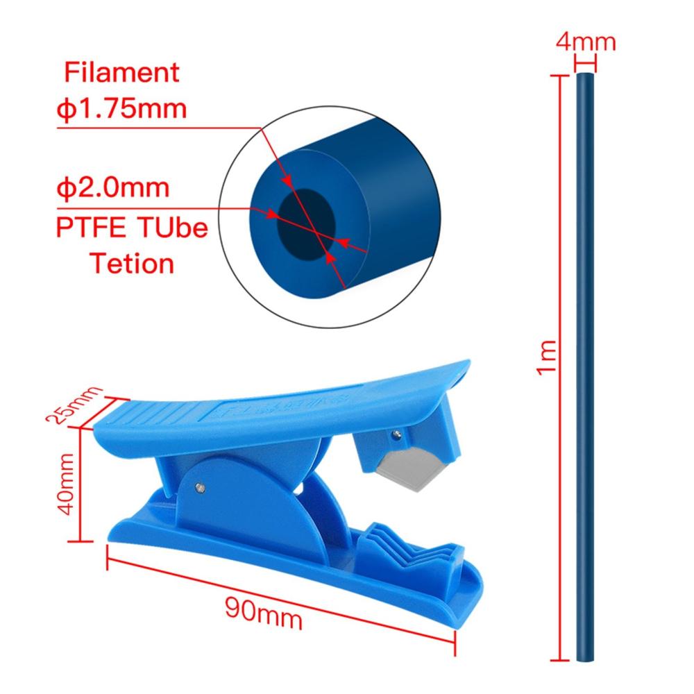 3D Printer Parts |   TWO TREES 3D Printer Kit PTFE Tubing Hose Pipe 1 Meter for 1.75mm Filament with PTFE Tube Cutter PC4-M6 Pneumatic Fittings & PC4-M10 Pneumatic Fittings Blue Compatible with Creality Ender 3 V2/ Ender 3/ Ender 3 Pro/Ender 5/ CR-10/10S 3D Printing Machine 3D Printer Parts 3D Printer Parts