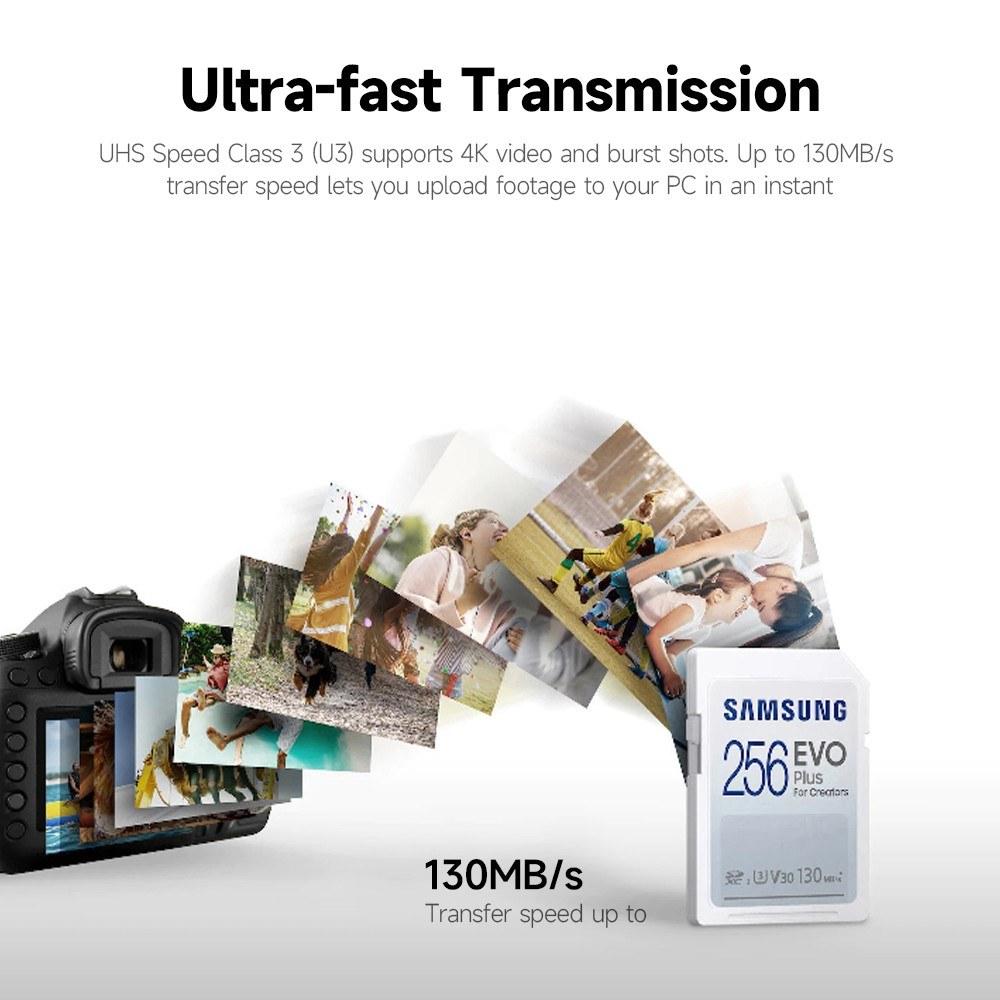 SD cards |   SAMSUNG 32GB EVO Plus SD Card U1 V10 Speed Level up to 130MB/s Transmission Speed for Digital Camera Surveillance Camera Laptop Drives & Storage SD cards