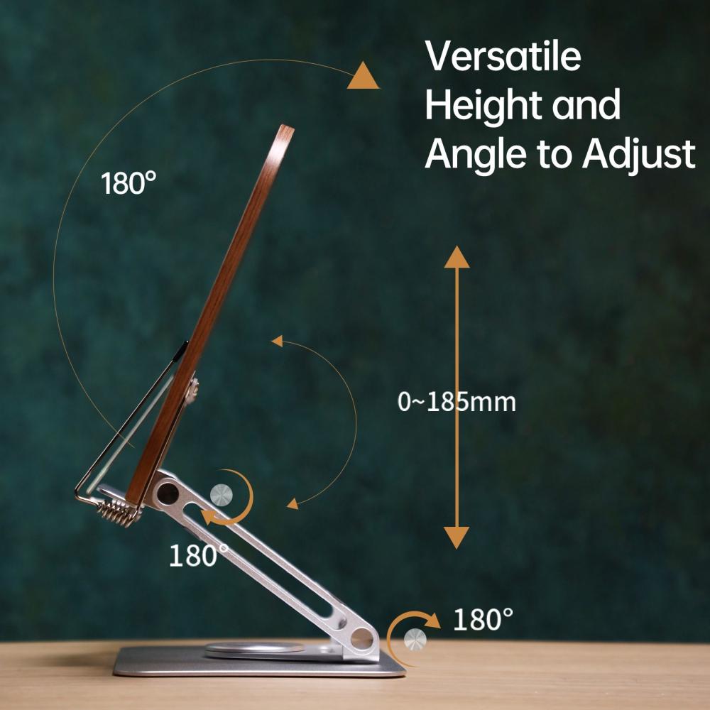 Basic Office |   Bisofice Desktop Book Stand for Reading with 360 Degree Rotating Base Foldable and Angle Adjustable Basic Office Basic Office