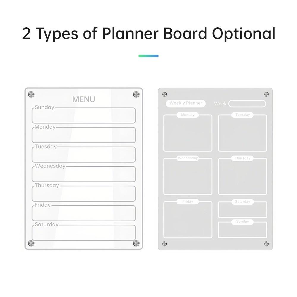 Basic Office |   Clear Acrylic Magnetic Dry Erase Board Weekly Planner 8.27×11.7in Writing Board Fridge Reusable Planner with 6 Color Magnetic Markers & 4pcs Magnet Daily Message Organizer Notepad Wall Basic Office Basic Office