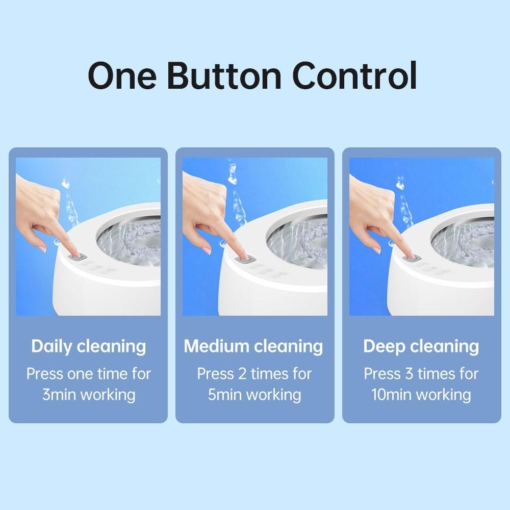 Basic Office |   Sonic Wave Jewelry Cleaner 49kHz Professional Cleaner Machine with One Button Control 3-Level Timer 340ml 304 Stainless Steel Inner Tank Basic Office Basic Office