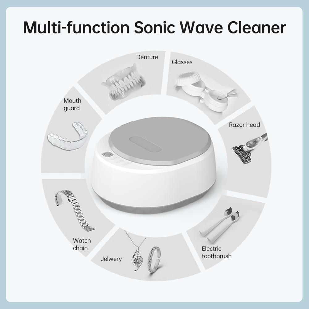 Basic Office |   Sonic Wave Jewelry Cleaner 49kHz Professional Cleaner Machine with One Button Control 3-Level Timer 340ml 304 Stainless Steel Inner Tank Basic Office Basic Office