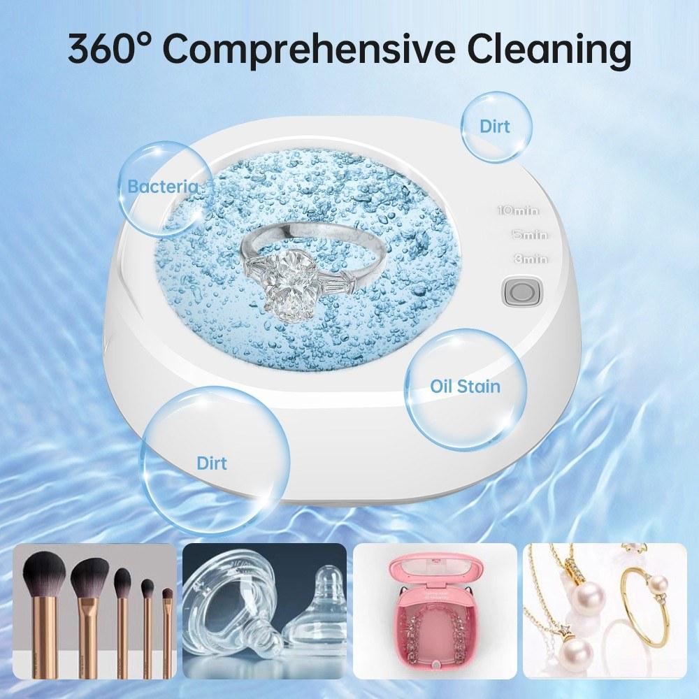 Basic Office |   Sonic Wave Jewelry Cleaner 49kHz Professional Cleaner Machine with One Button Control 3-Level Timer 340ml 304 Stainless Steel Inner Tank Basic Office Basic Office