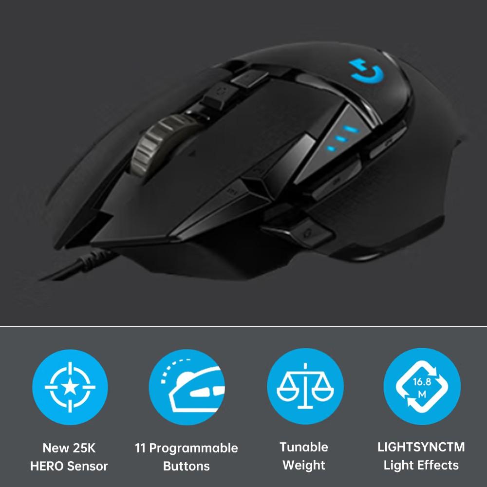 Keyboards & Mouse |   Logitech G502 HERO Wired Gaming Mouse with Adjustable Weights 25K HERO Sensor 25600DPI RGB 11 Programmable Keys Backlight Dual Mode Scroll Wheel Computer Peripherals Keyboards & Mouse